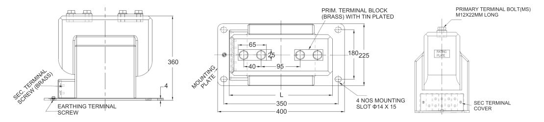 MV Current Transformers diagram table